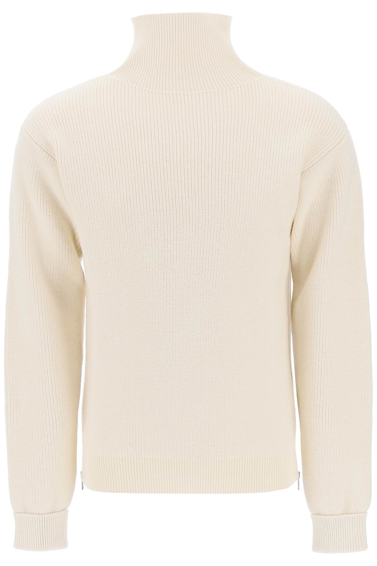 Shop Jil Sander Side Zip High Neck Sweater In Natural (white)