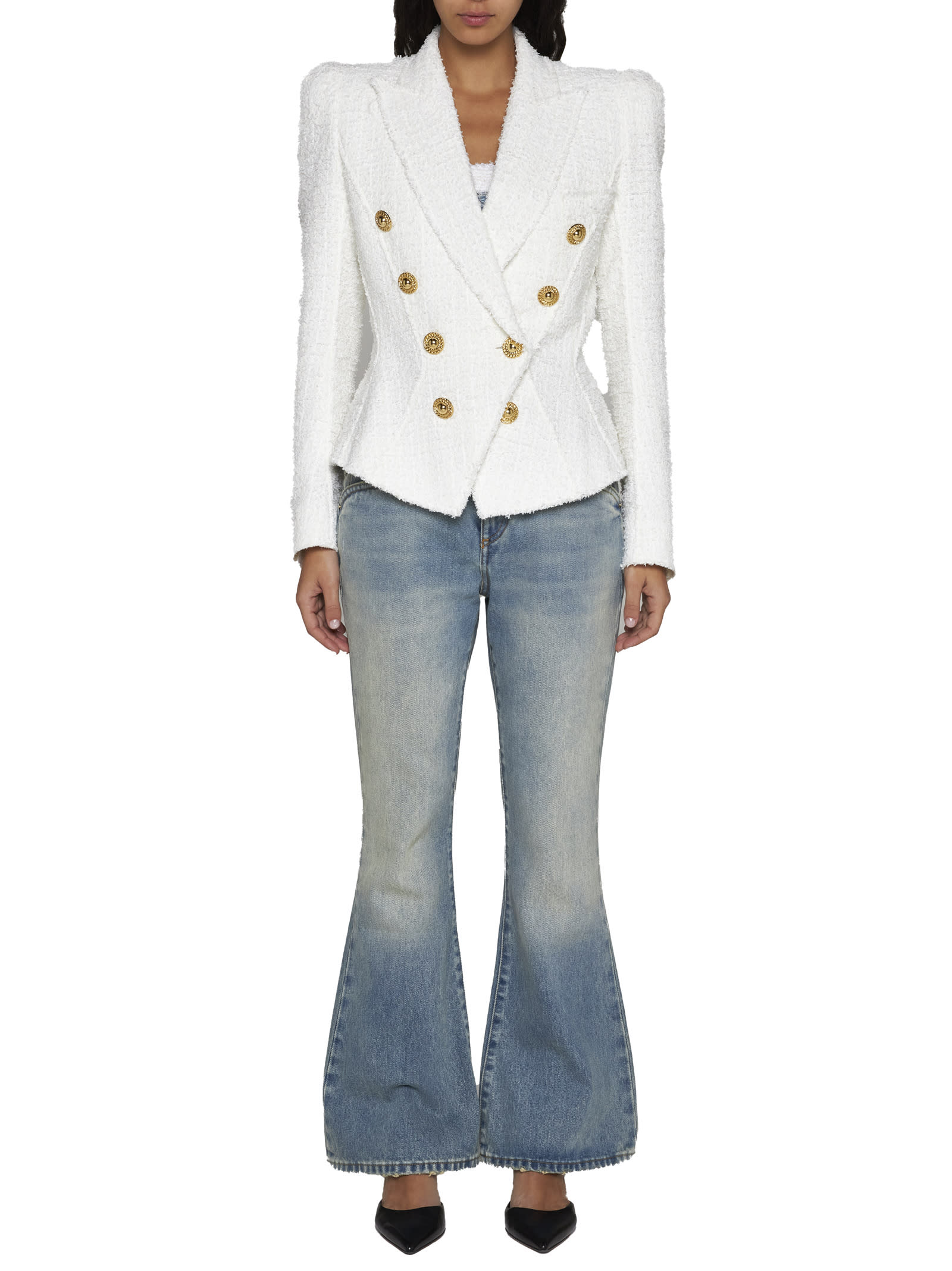 Shop Balmain Blazer In White