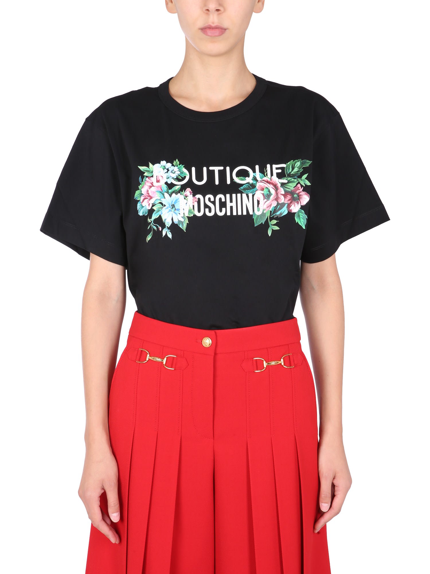 Boutique Moschino T-shirt With Floral Argyle Print