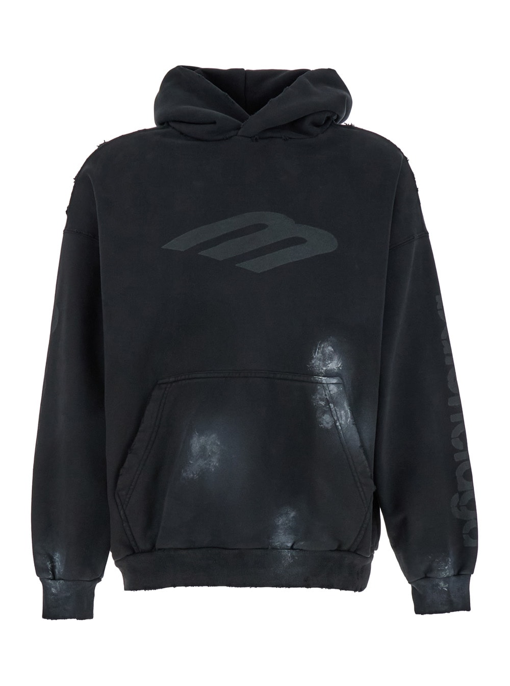 Shop Balenciaga Black Hoodie With 3b Stencil Logo In Cotton Man