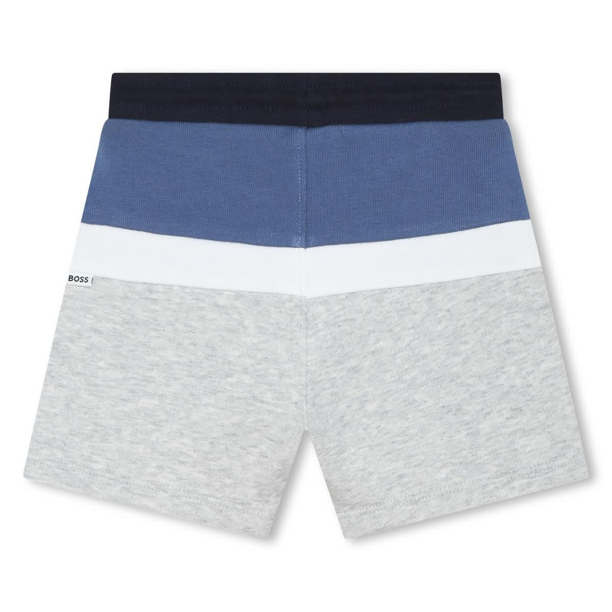 Shop Hugo Boss Shorts With Color-block Design In Gray