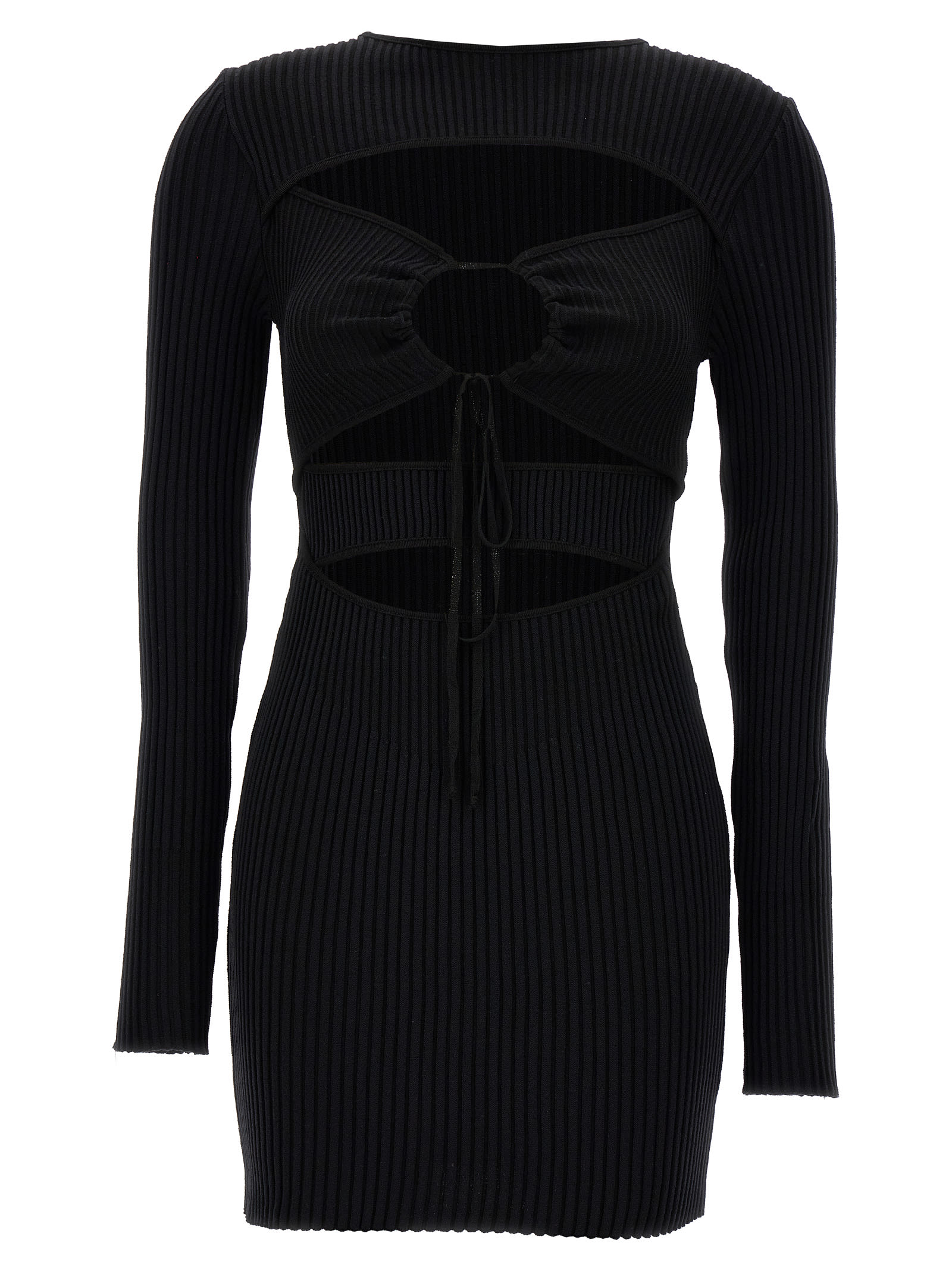 Shop Andreädamo Ribbed Knit Mini Dress In Black