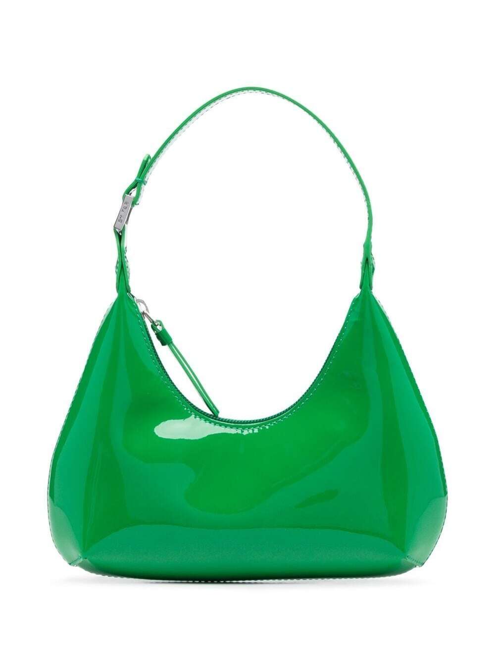 baby Amber Green Handbag With Adjustable Handle And Zip Closure In Patent Leather Woman By Far