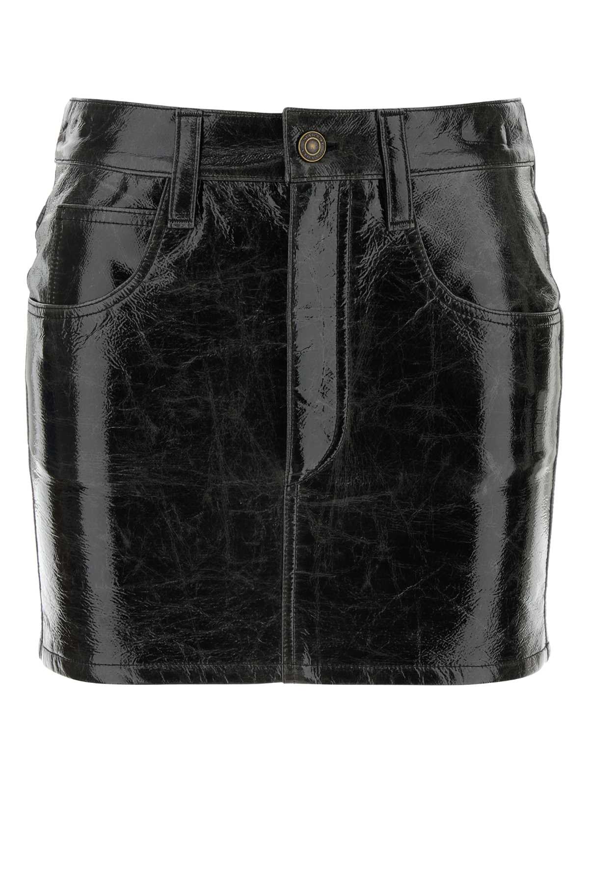 Dark Grey Synthetic Leather Laviana Mini Skirt