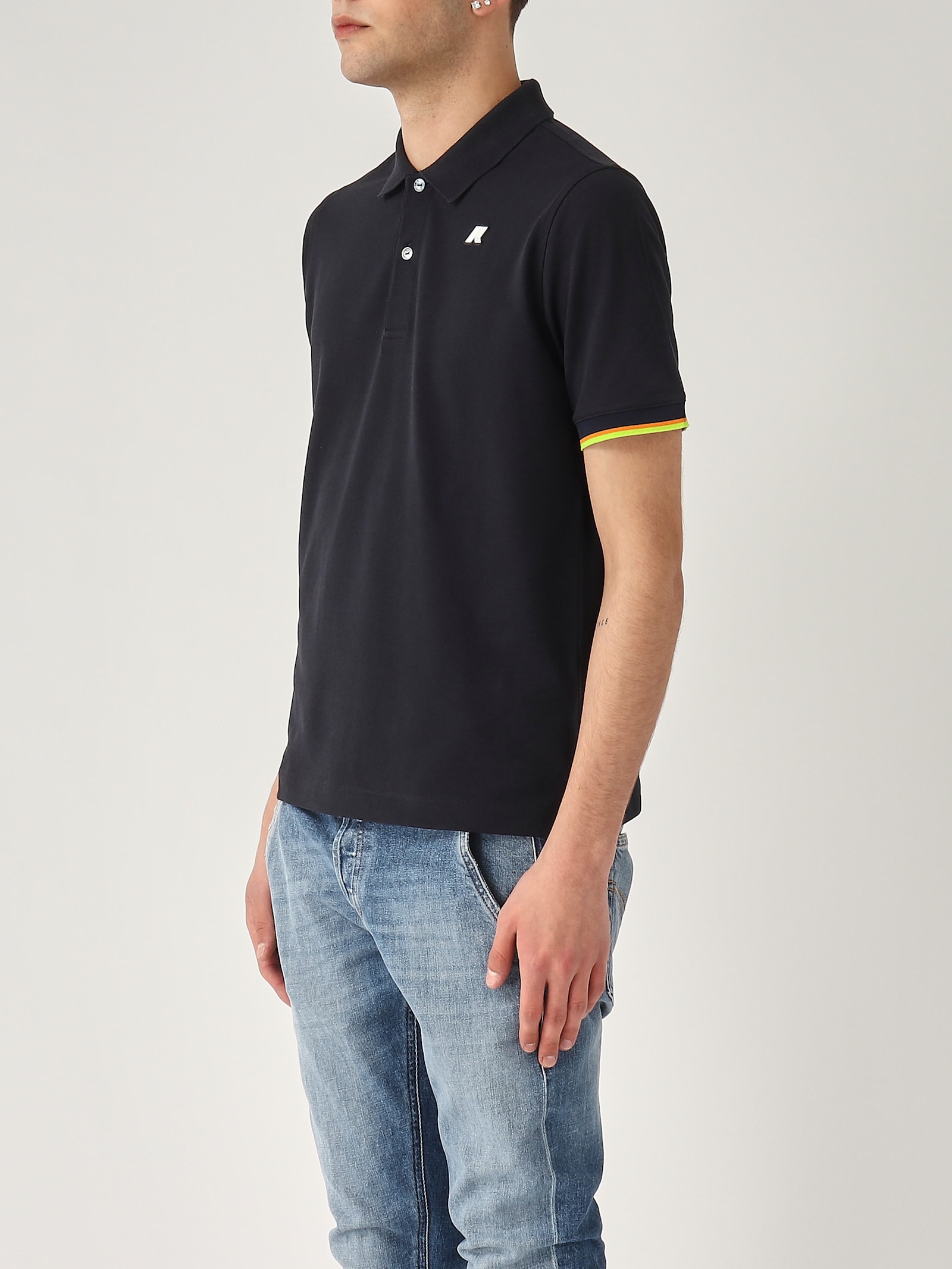 K-way Vincent Pique Sottocollo In Contrasto Polo In Black