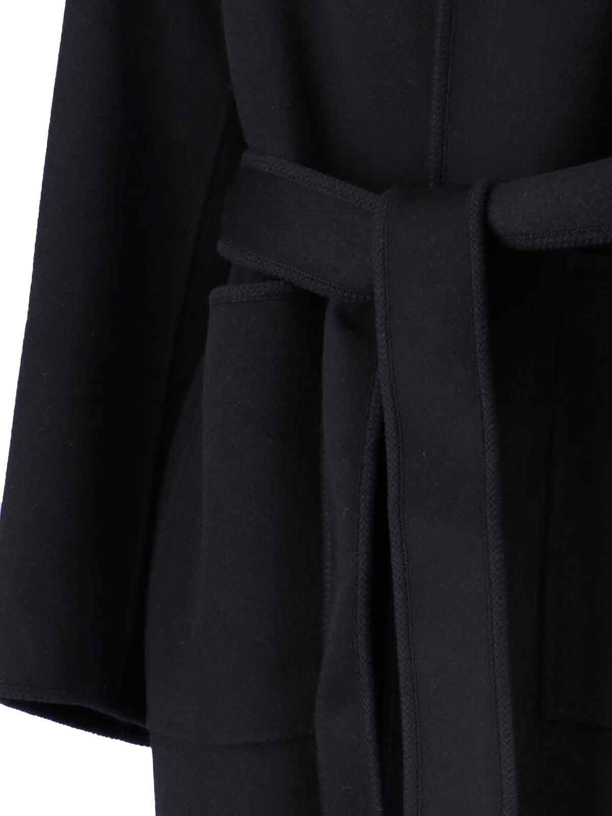 Rohe Black Wool Coat With Shawl Collar In Black