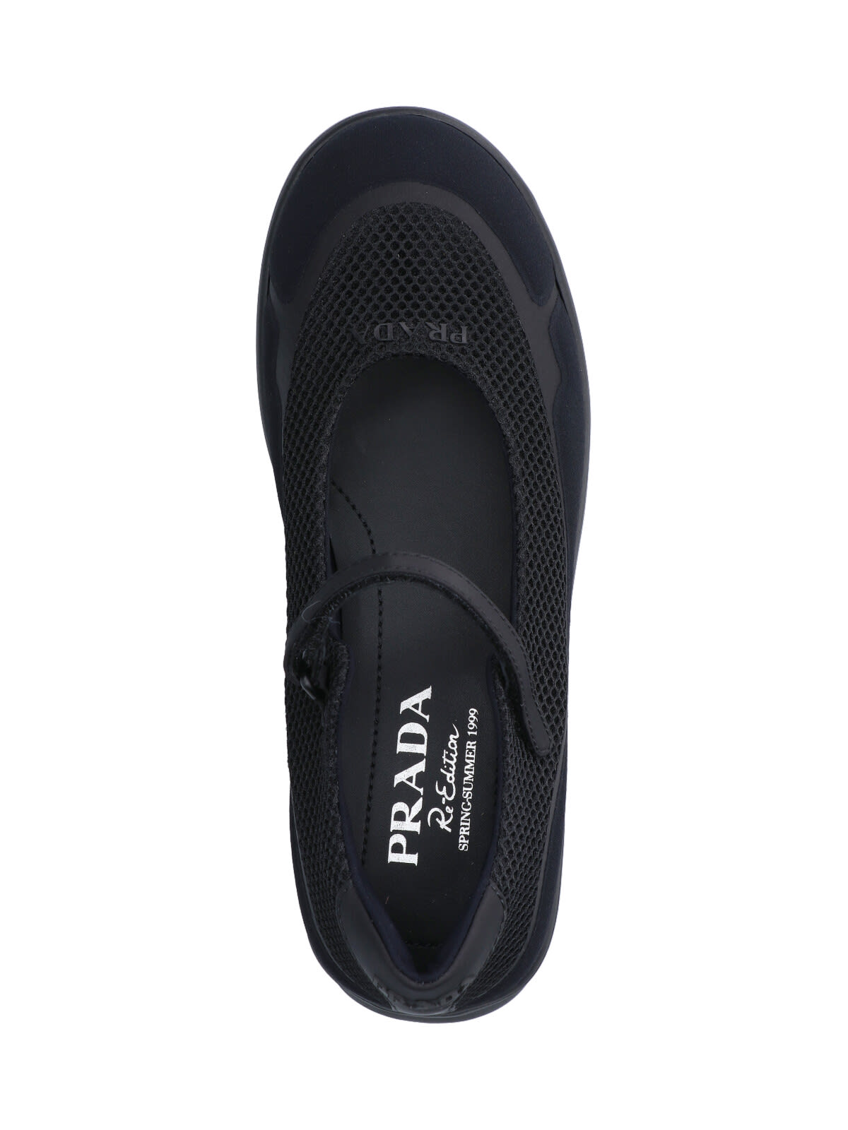 Prada Wavy Mesh Platform Ballerina Shoes In Black
