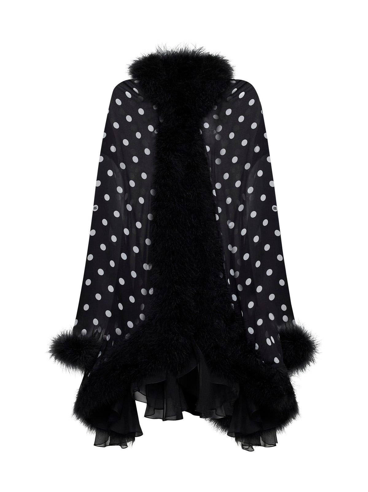 Shop Dolce & Gabbana Polka-dot Printed Chiffon Cape In Black