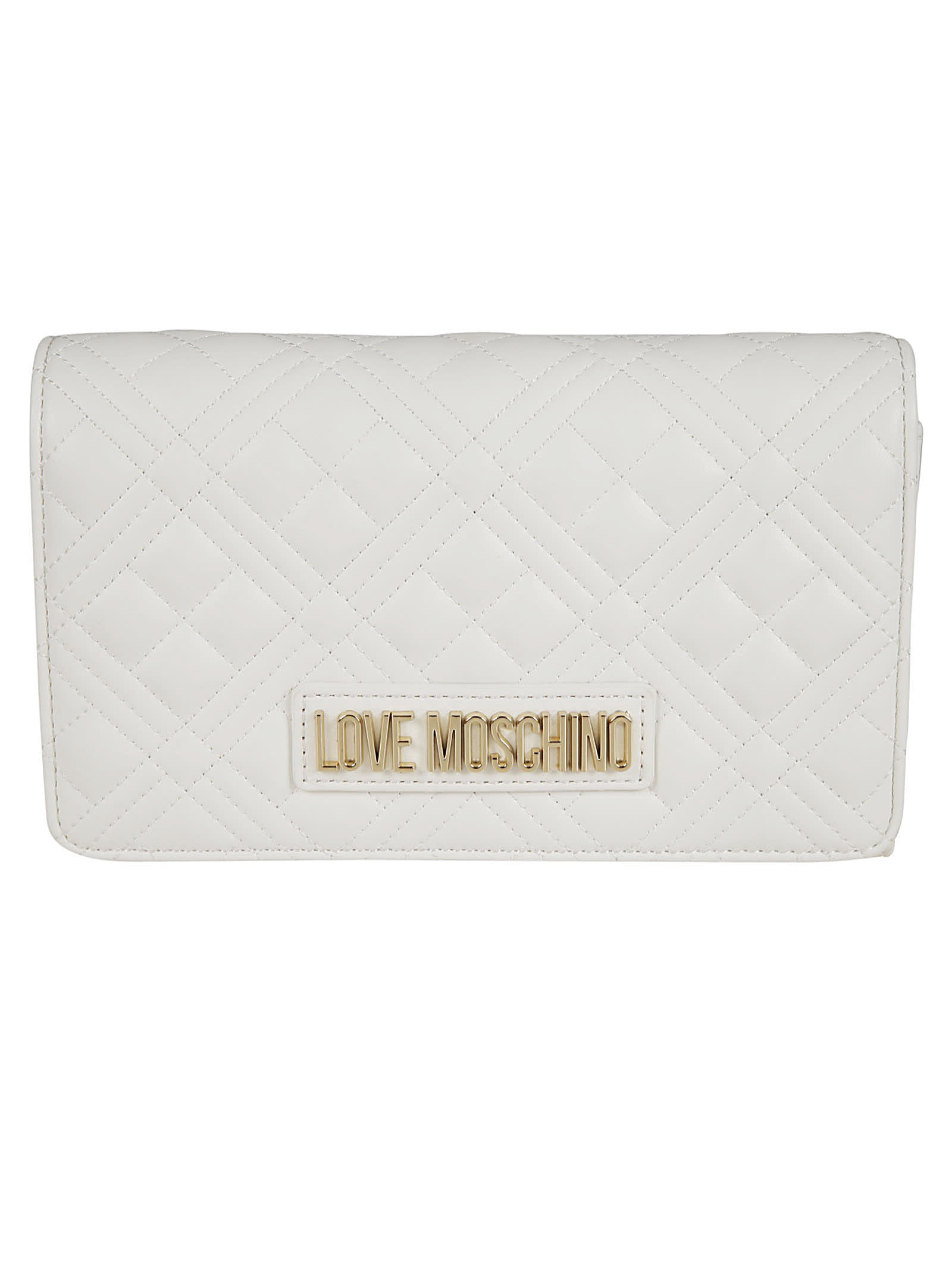 Love Moschino Diamond Patterned Logo Plaque Shoulder Bag