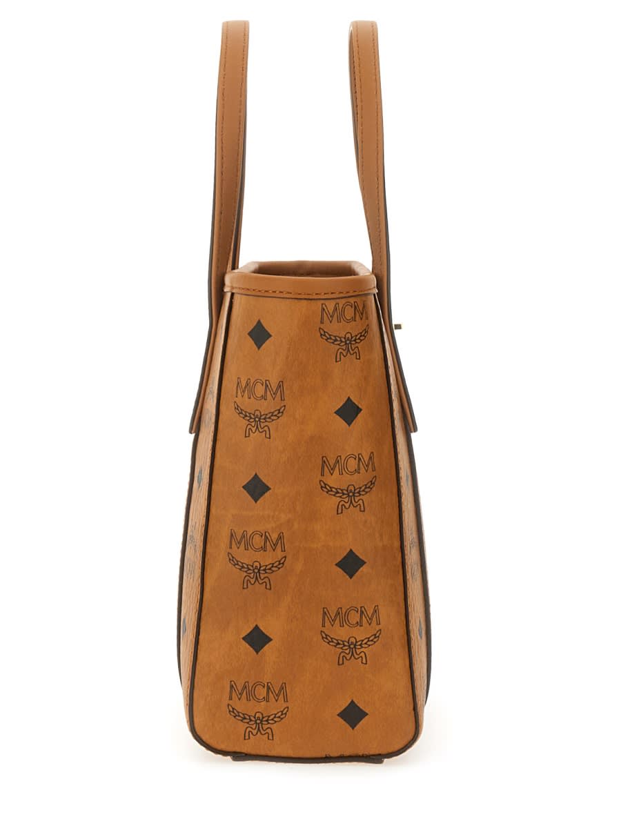 Mcm Structured Brown Tote Bag With Versatile Carry Options In Neutral