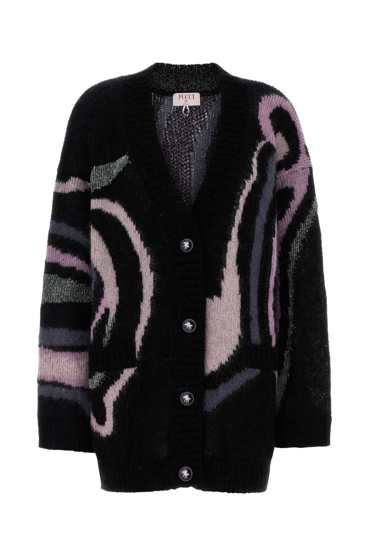 Pucci Embroidered Mohair Blend Oversize Cardigan In Multi