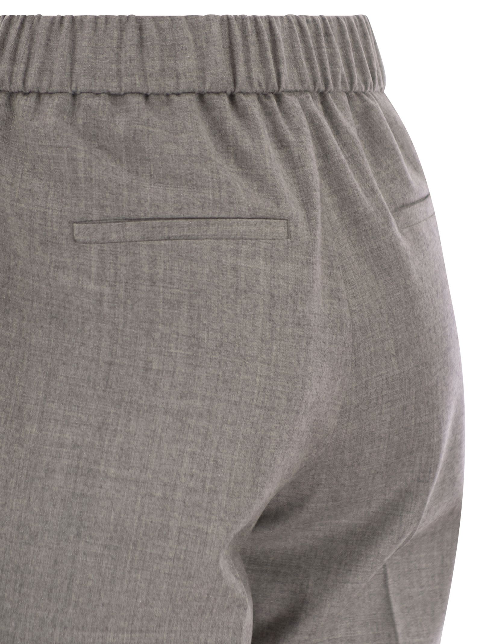 Peserico Virgin Wool Trousers With Lurex In Gray