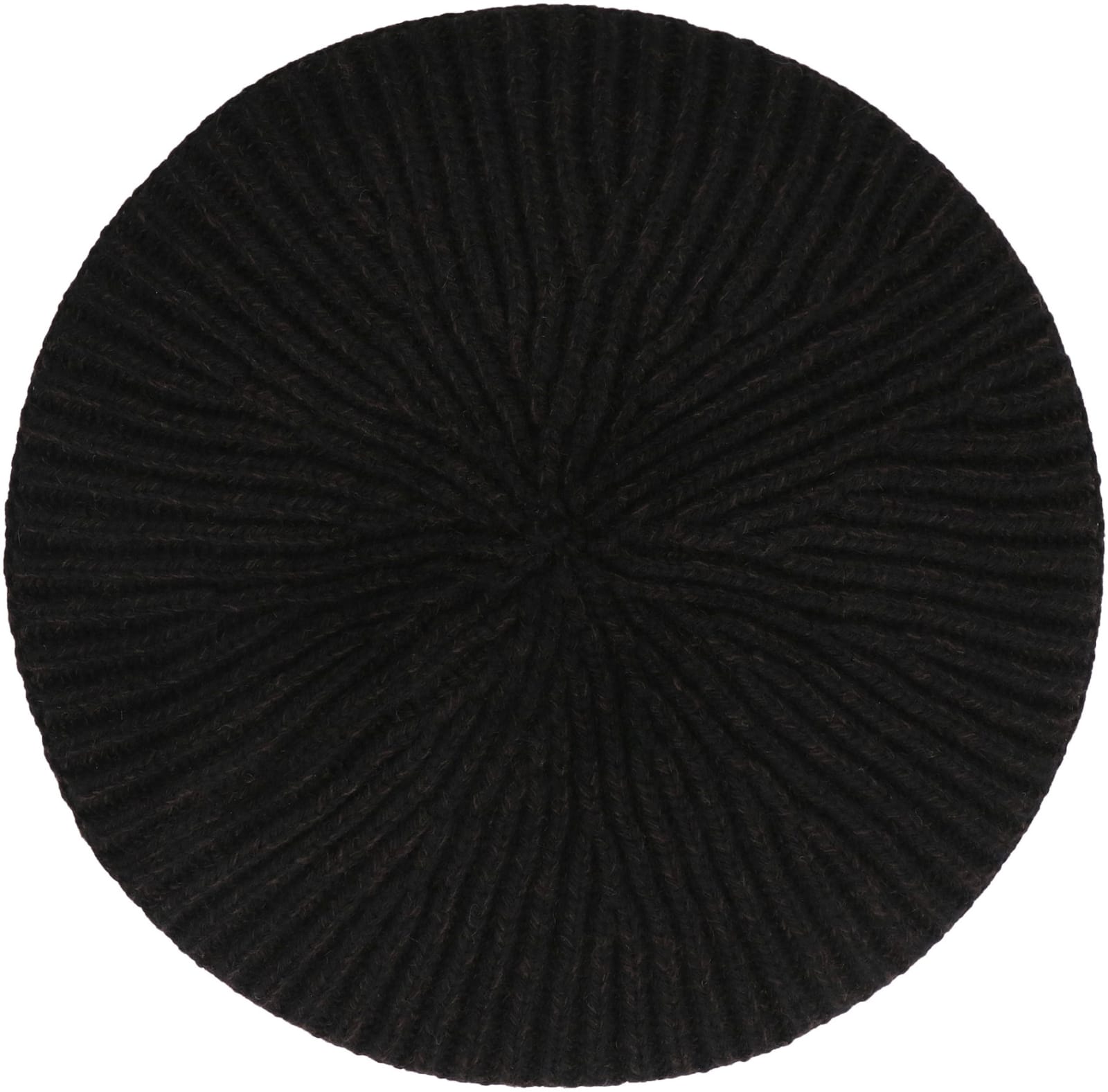 Shop Ganni Knitted Wool Beanie Hat In Black