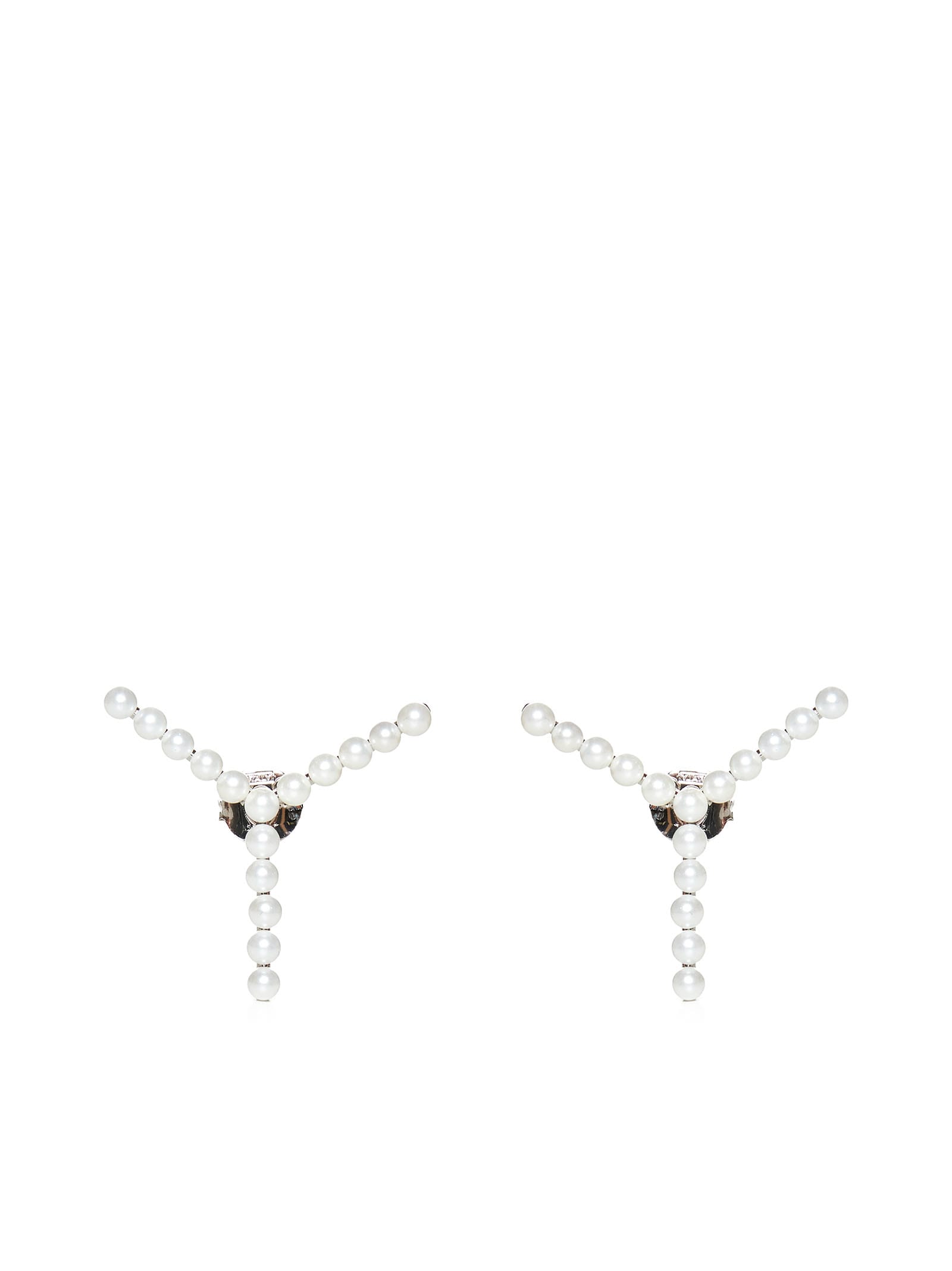 Shop Y/project Earrings In Silver White Pearls