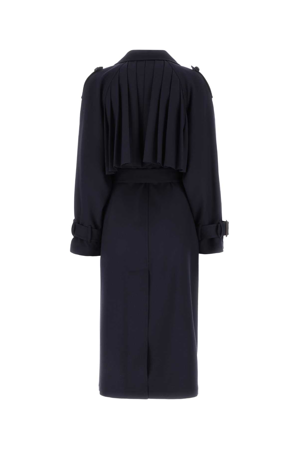 Shop Gucci Navy Blue Wool Trench Coat