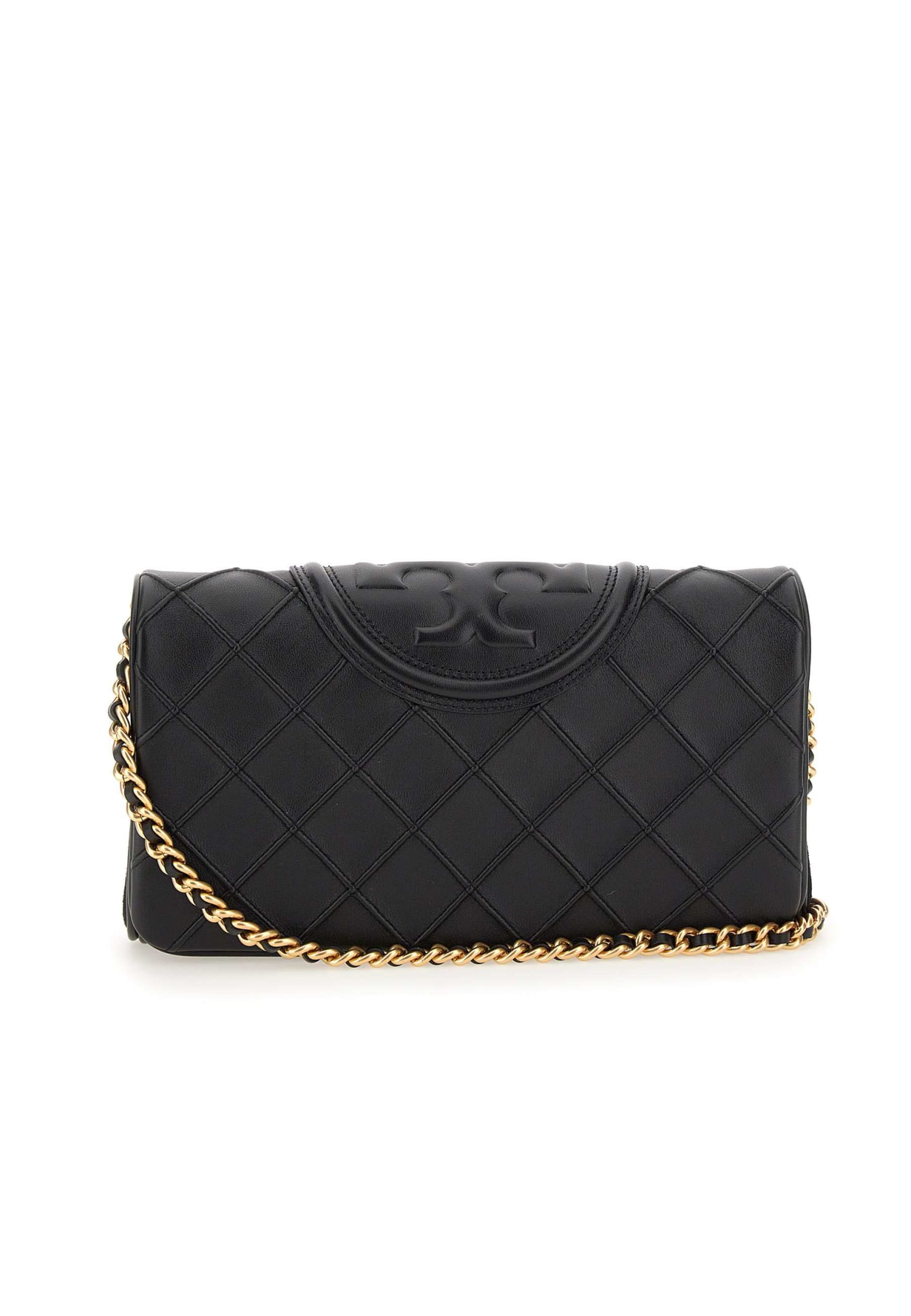 Tory Burch Fleming Soft Clutch Leather Bag In Black | ModeSens