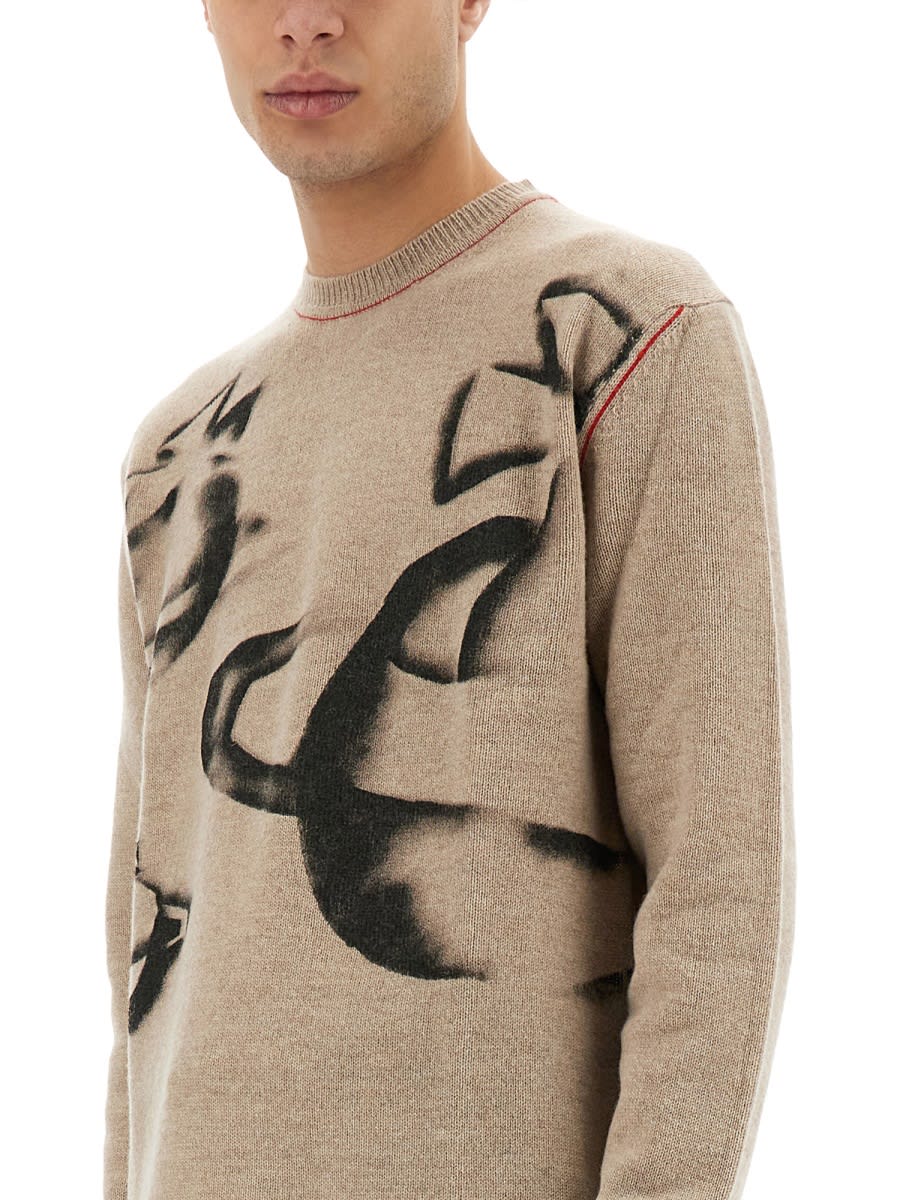 Vivienne Westwood "orbit" Crew Neck Sweater In Beige
