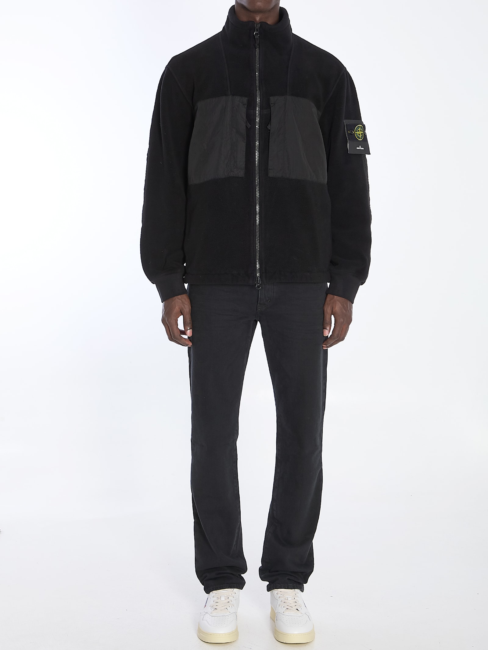 Shop Stone Island Teddy-effect Jacket In Black