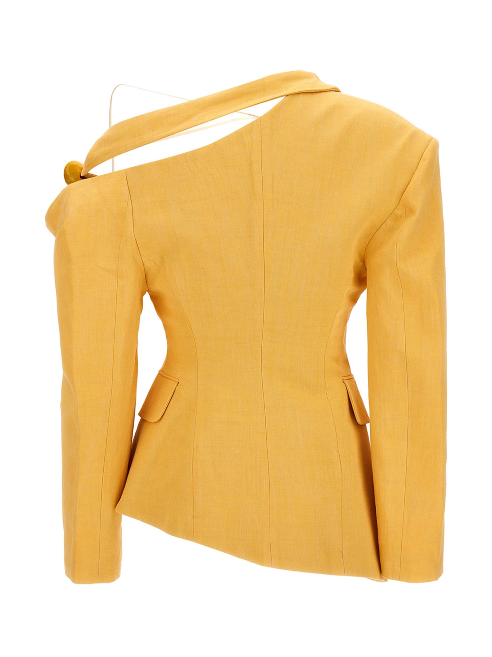 Shop Jacquemus Baska Blazer Jacket In Yellow
