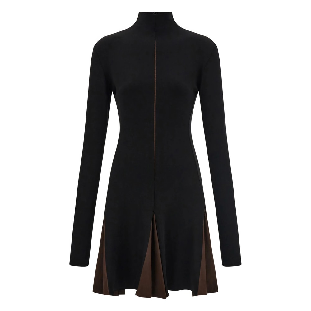 Ferragamo High-neck Mini Dress In Black