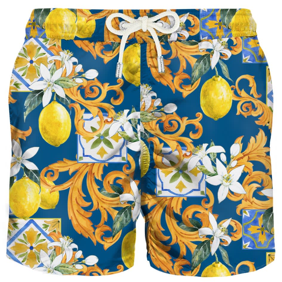 MC2 Saint Barth Light Fabric Swim Shorts Lemons Print