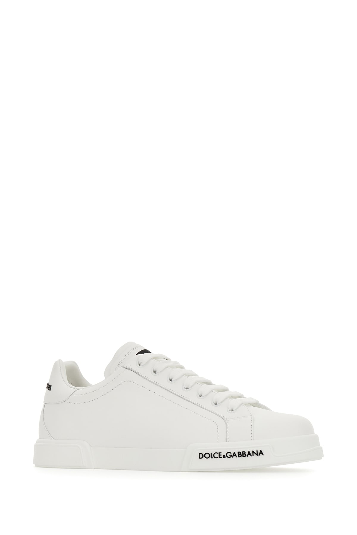 Shop Dolce & Gabbana White Leather Portofino Sneakers In Bianco