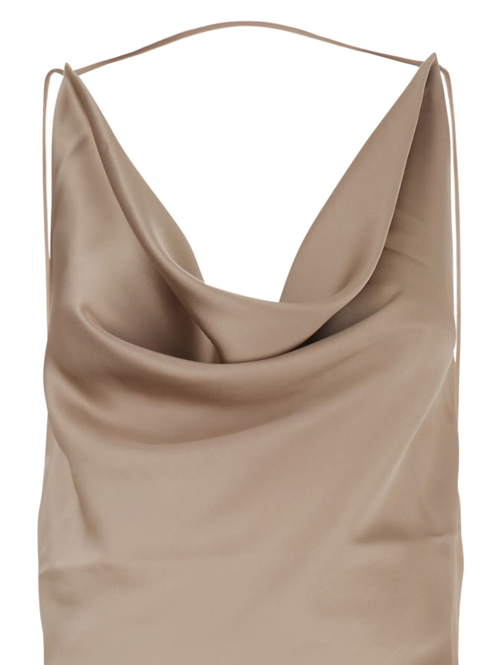 The Andamane Cowl Neck Satin Gown In Beige