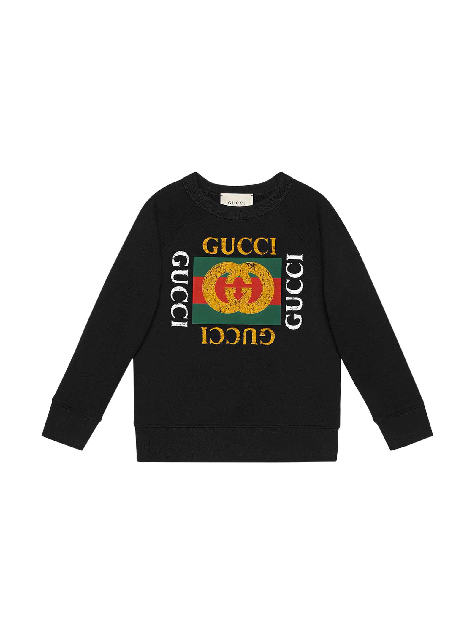 Gucci Black Sweatshirt With Multicolor Print