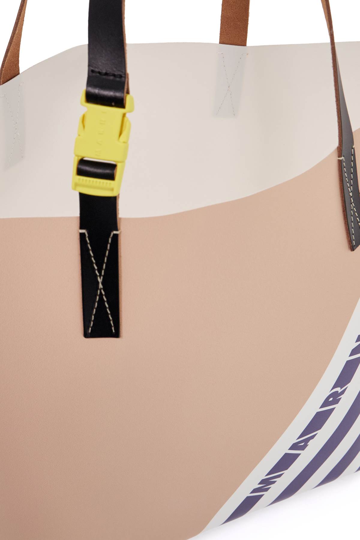 Marni Tribeca Tote Bag In Blue China/white/winter Wheat