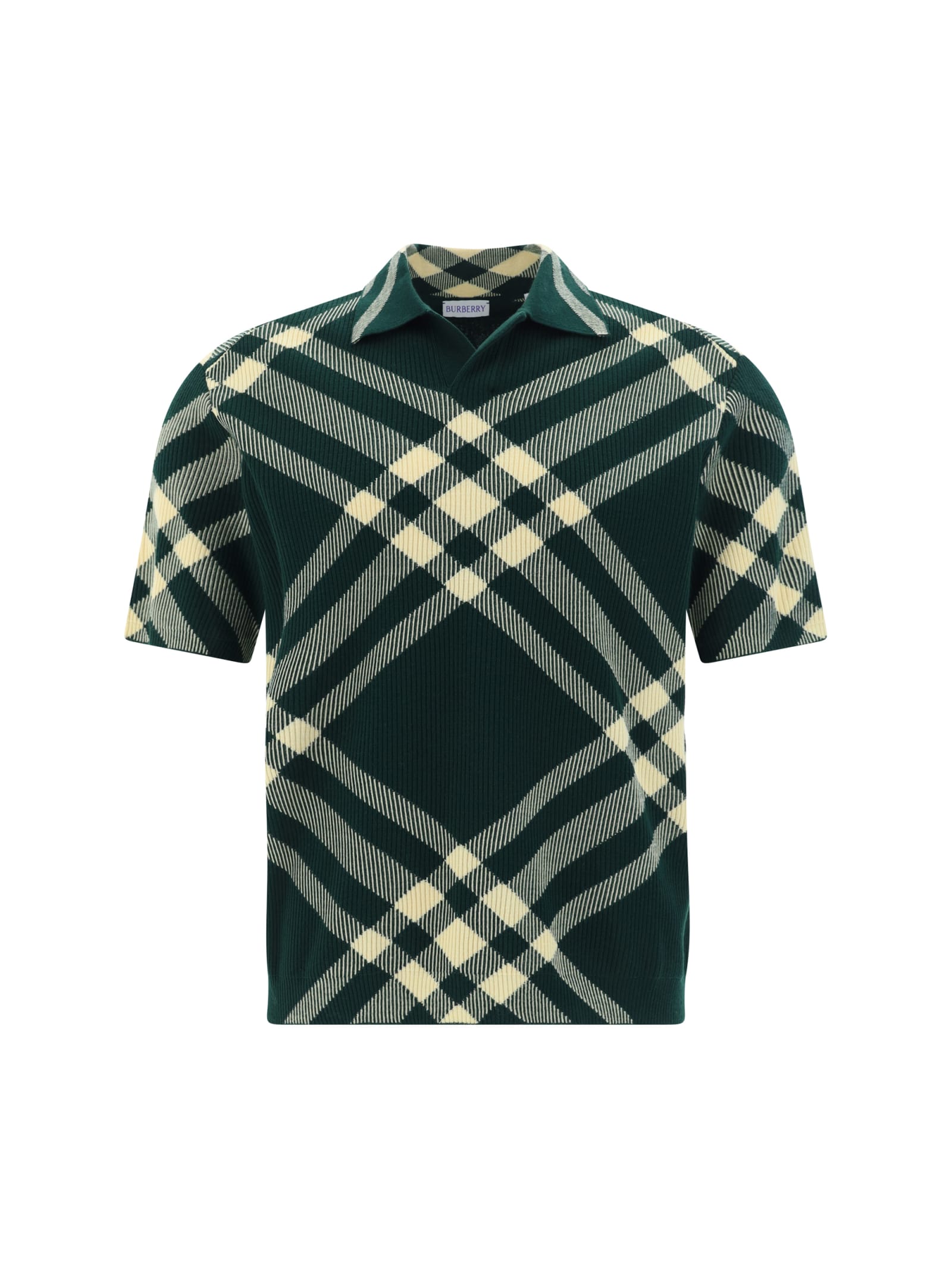 Shop Burberry Vintage Check Ribbed Short Sleeved Polo Shirt In Daffodil Ip Check