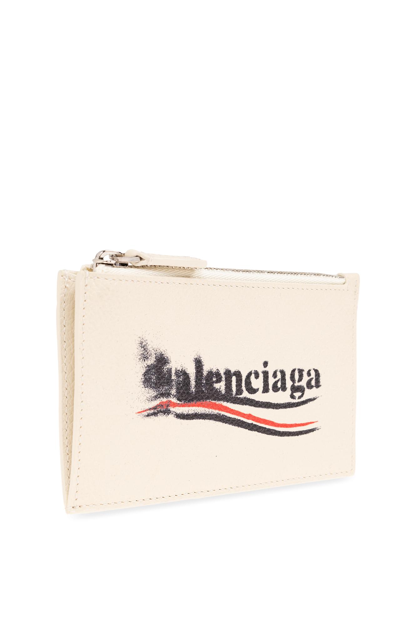 Shop Balenciaga Card Holder In Beige