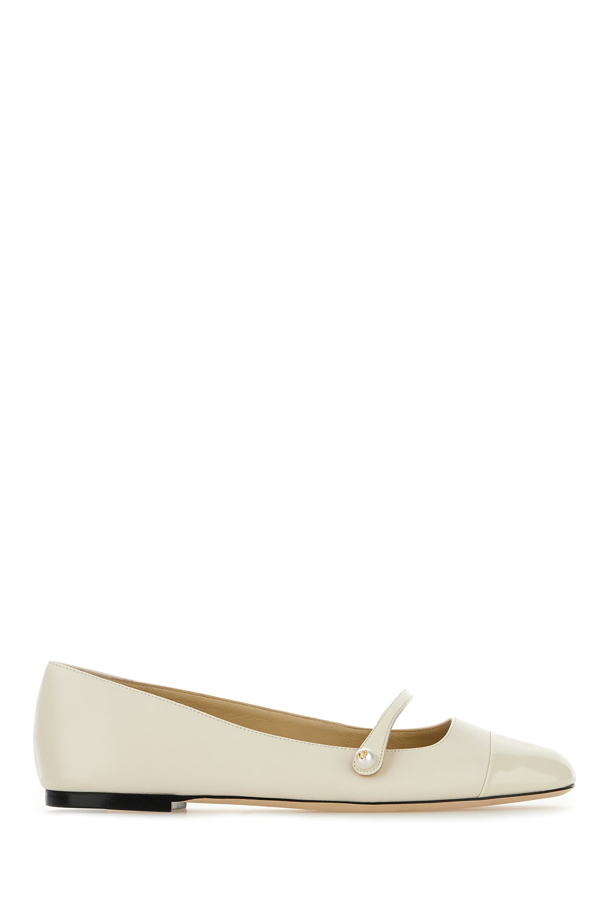Shop Jimmy Choo Ivory Nappa Leather Elisa Ballerinas In Lattelatte