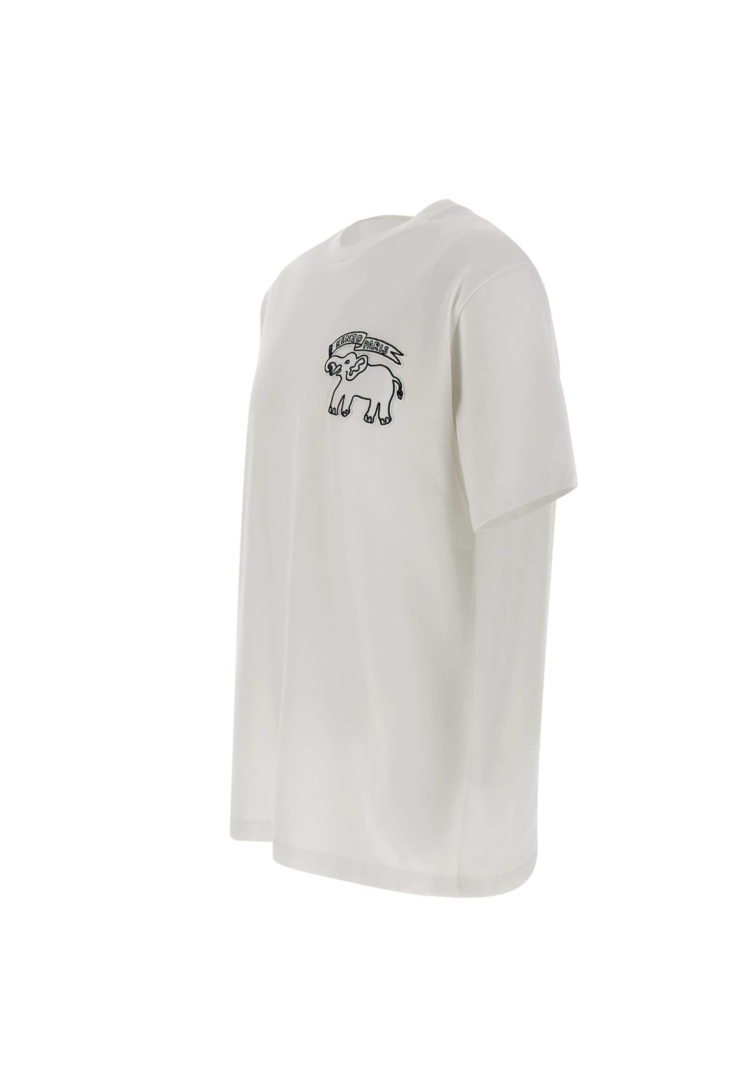 Shop Kenzo T-shirt Elephant Flag Classic In Cotone In White