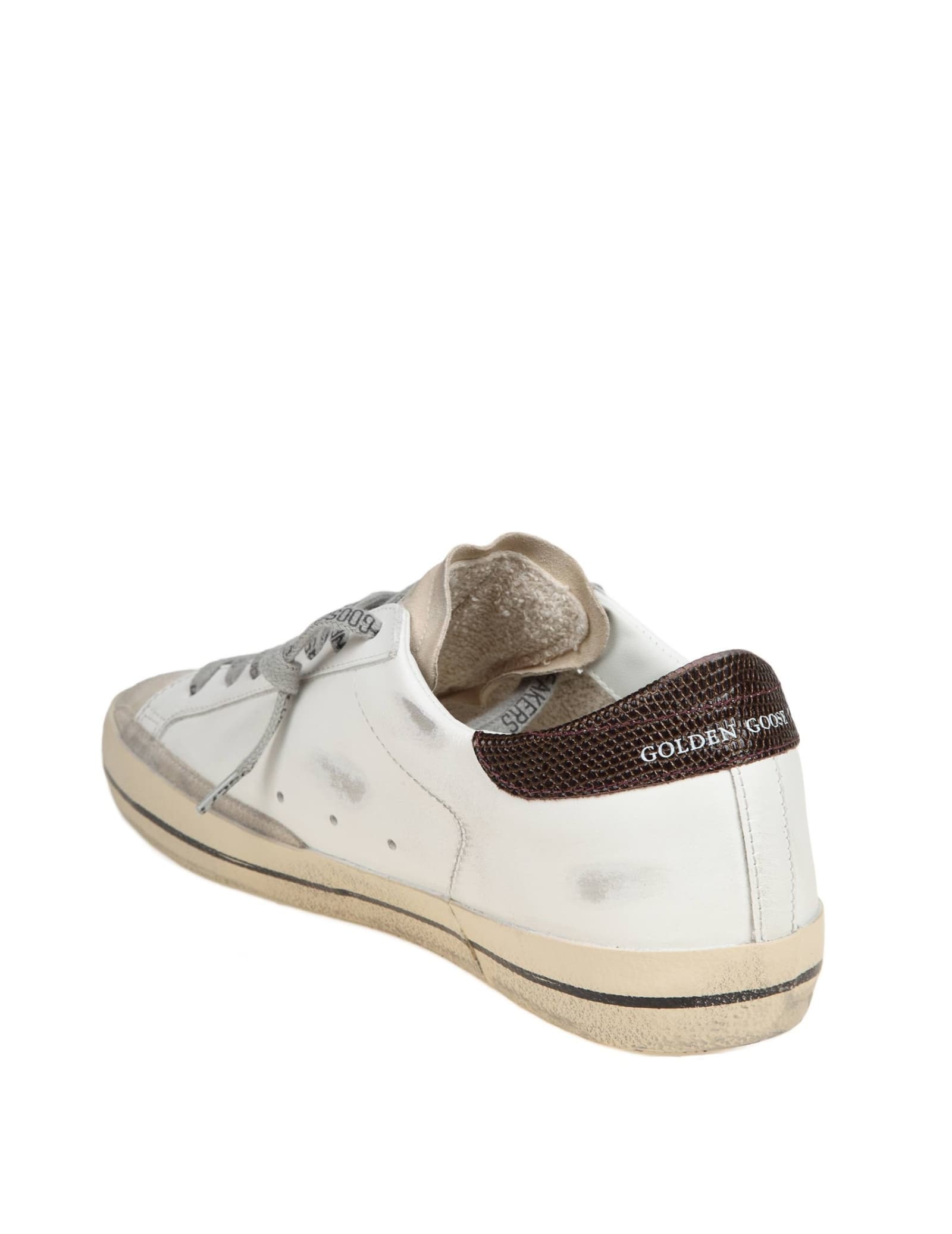 Shop Golden Goose Super Star In White And Green Leather And Suede In Wht/green Brown