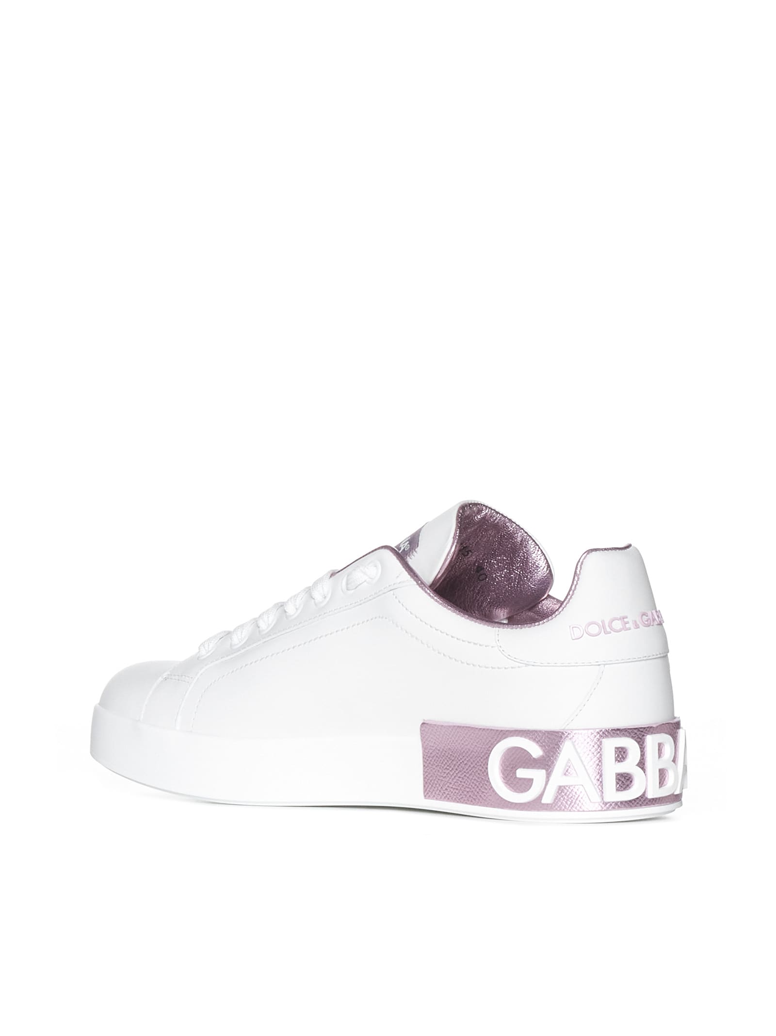 Shop Dolce & Gabbana Portofino Sneakers In White/pink