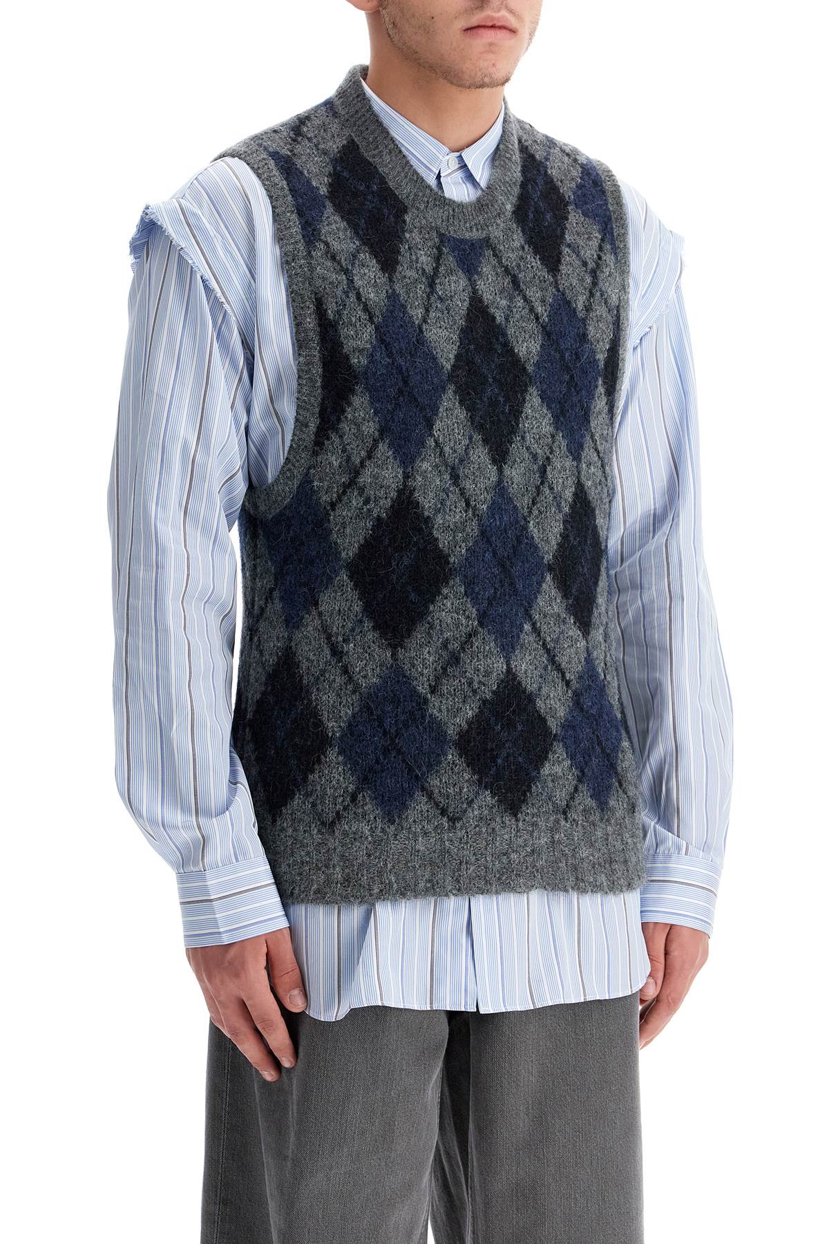 Shop Our Legacy Soft Duke Argyle Formal Knit Vest In Soft Duke Argyle (grey)