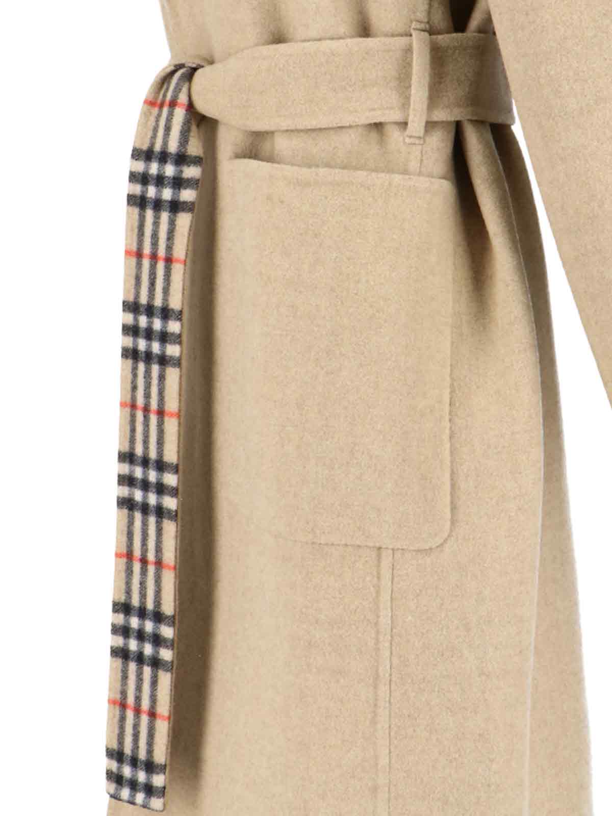 Burberry Women Reversible Wool Robe Coat In Brown