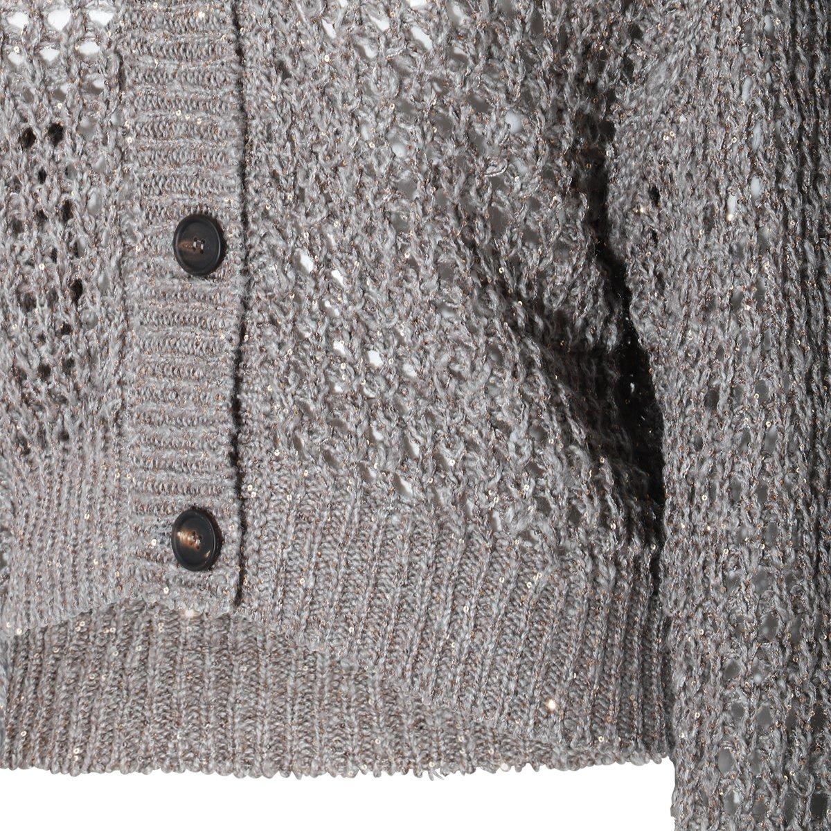 Shop Brunello Cucinelli Buttoned Net Sweater In Grey