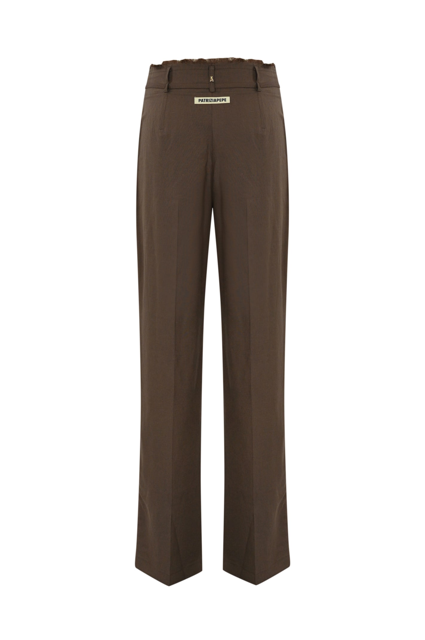 Patrizia Pepe Essential Viscose And Linen Trousers In Sensual Brown