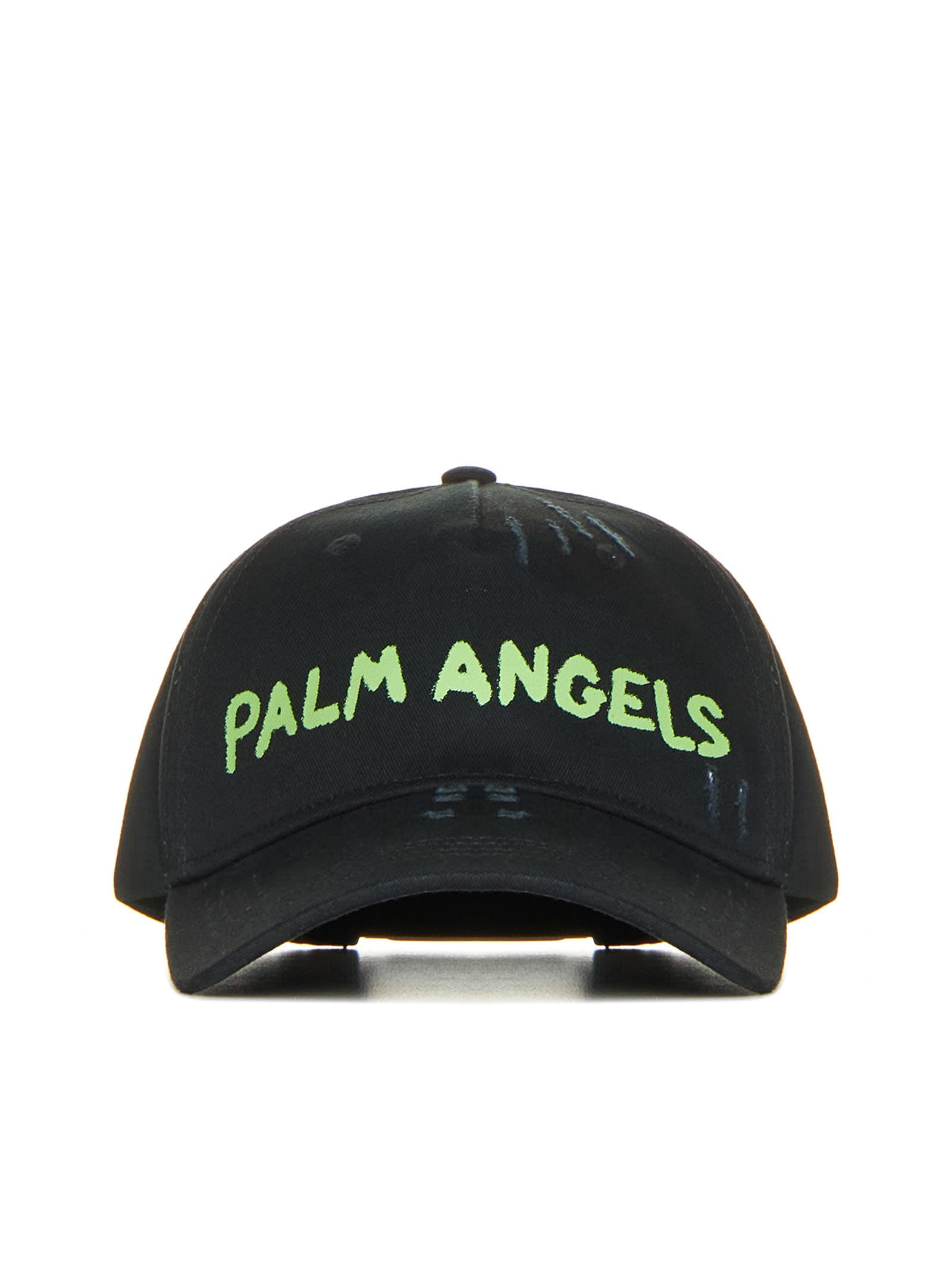 Shop Palm Angels Hat In Black Green Fluo