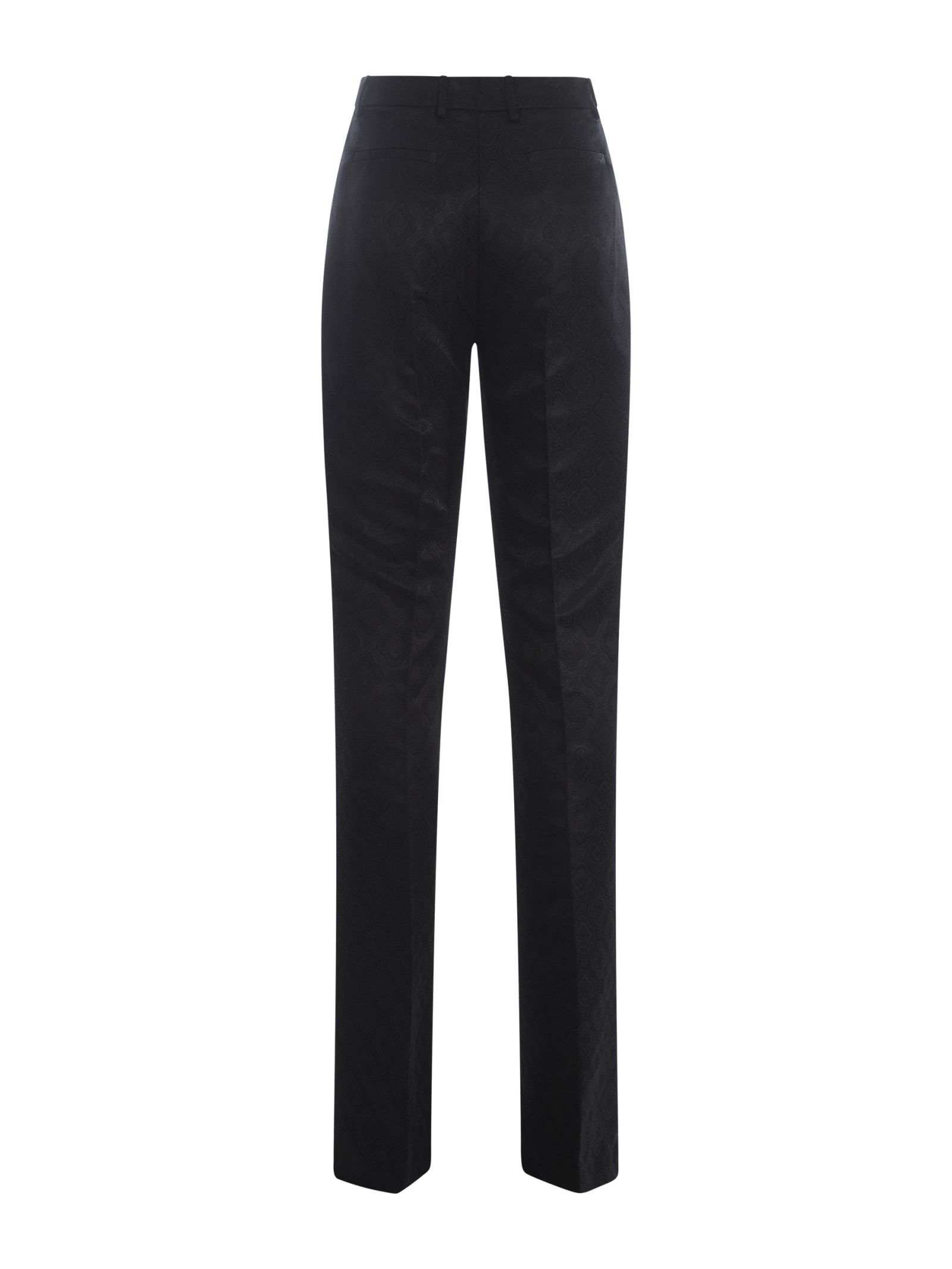 Shop Etro Trousers Floral Jacquard In Viscose In Black