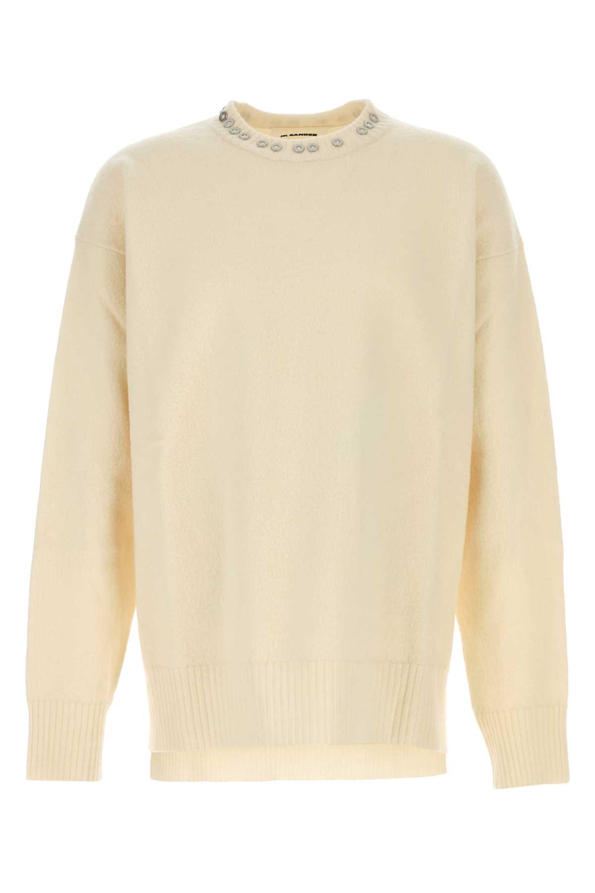 Jil Sander Wool Sweater Featuring Embellished Neckline In Yellow
