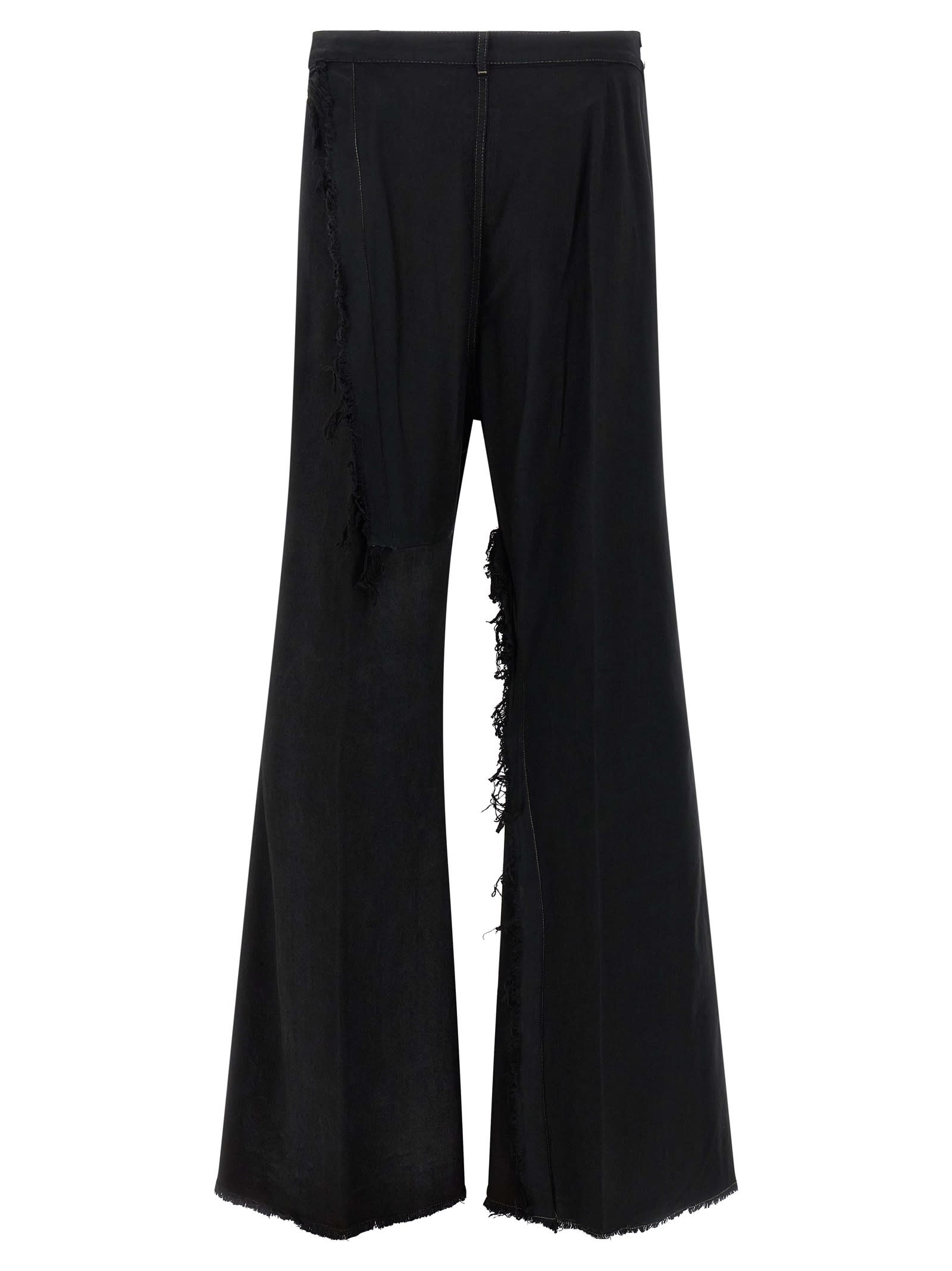 Rick Owens Casual Trousers With Frayed Detailing And Pockets In Black