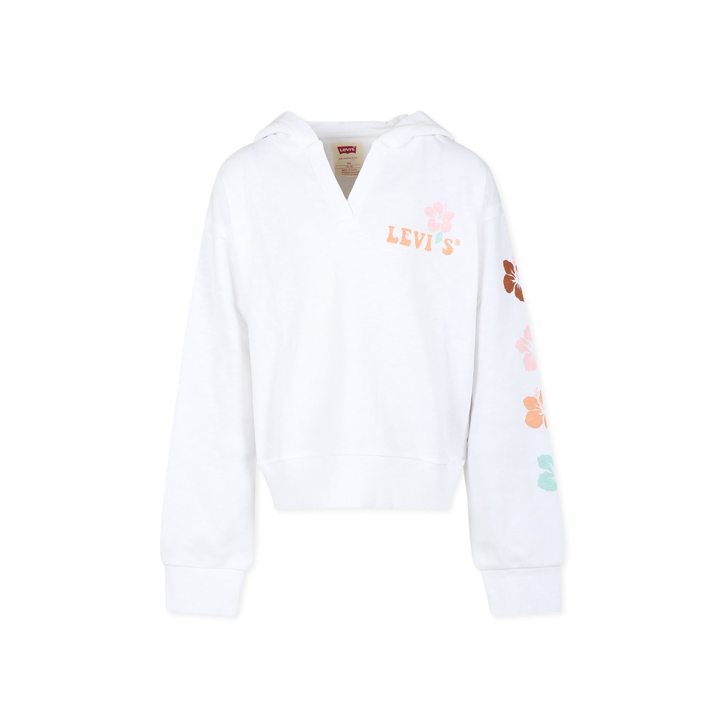 Shop Levi's White Sweatshirt For Girl With Logo In Ivory