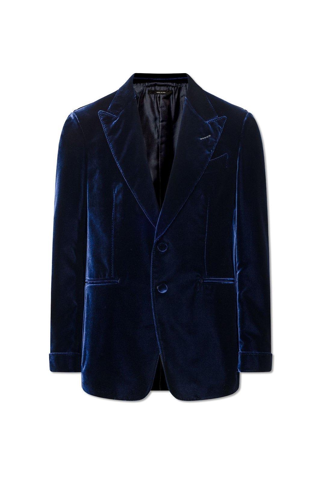 Shop Tom Ford Single-breasted Velvet Jacket In Blue