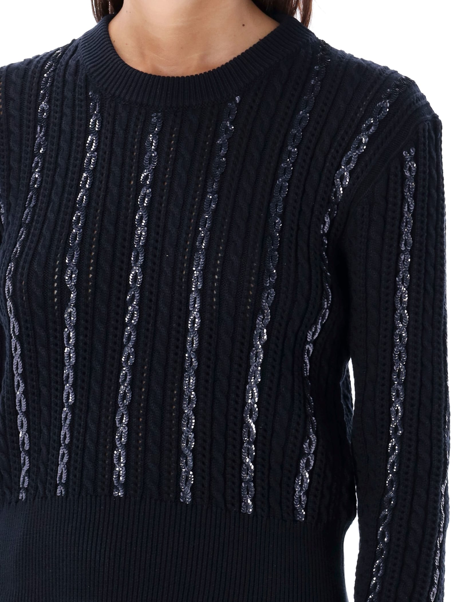 Shop Golden Goose Sweater Sequin In Dark Blue