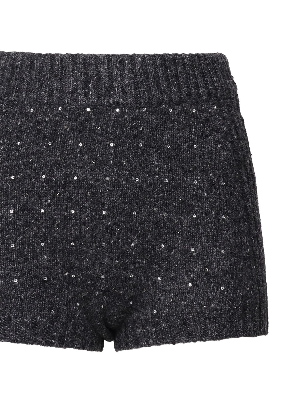 Shop Pinko Sequin-embellished Thigh-length Shorts In Grigio E Nero