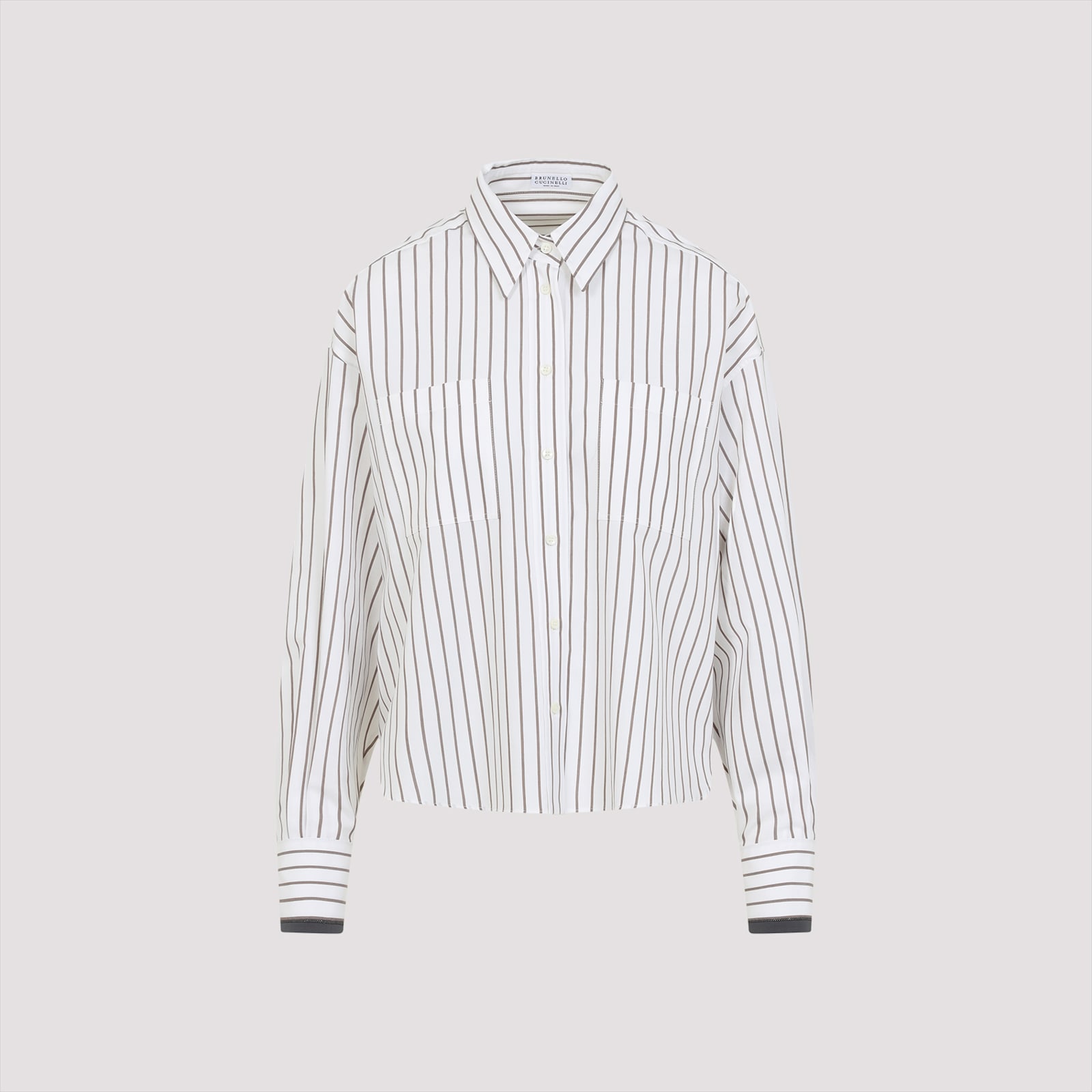 Shop Brunello Cucinelli Stripe Cotton Shirt In Bianco Tabacco