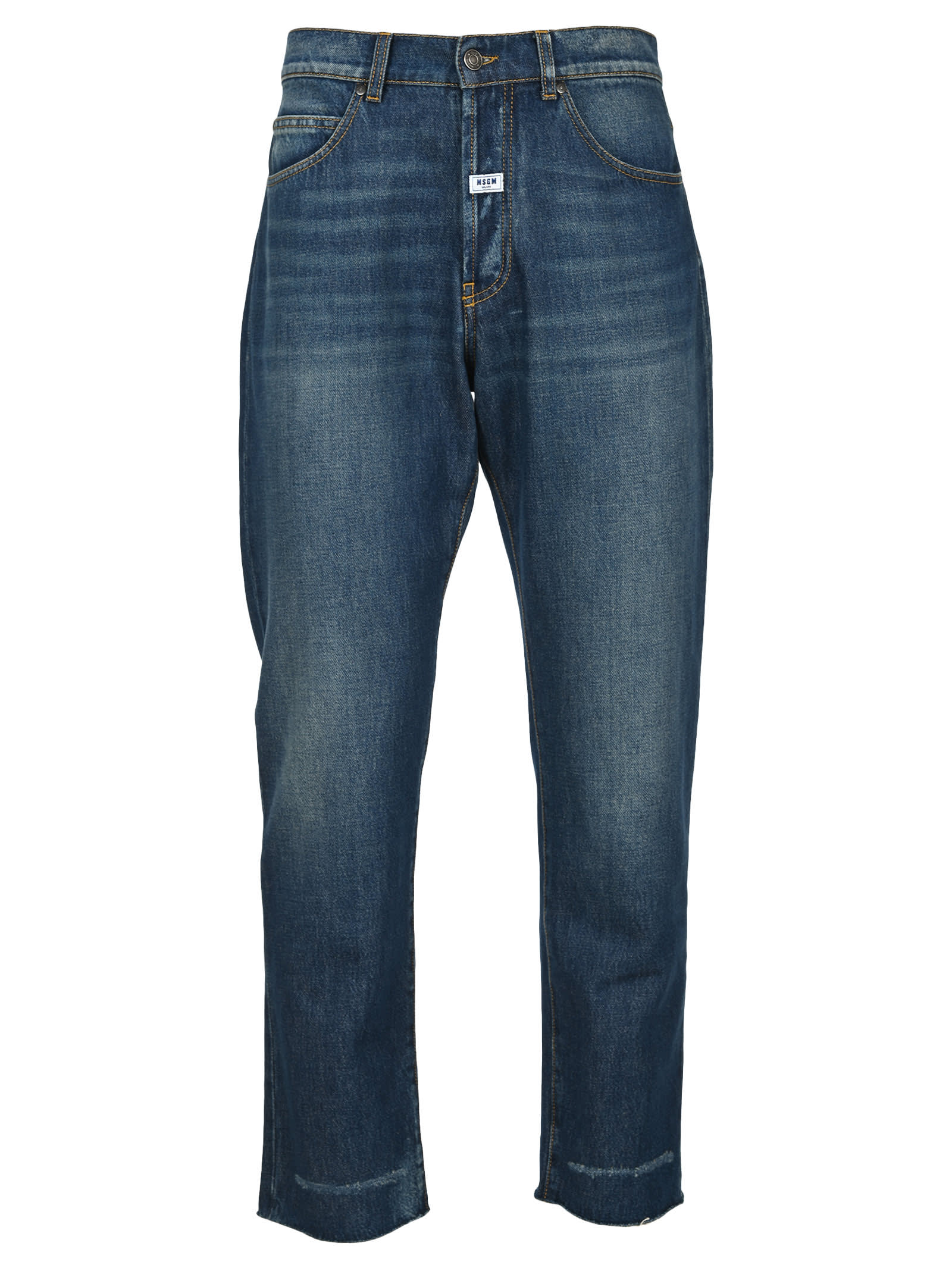 Msgm Cropped Jeans In Blue