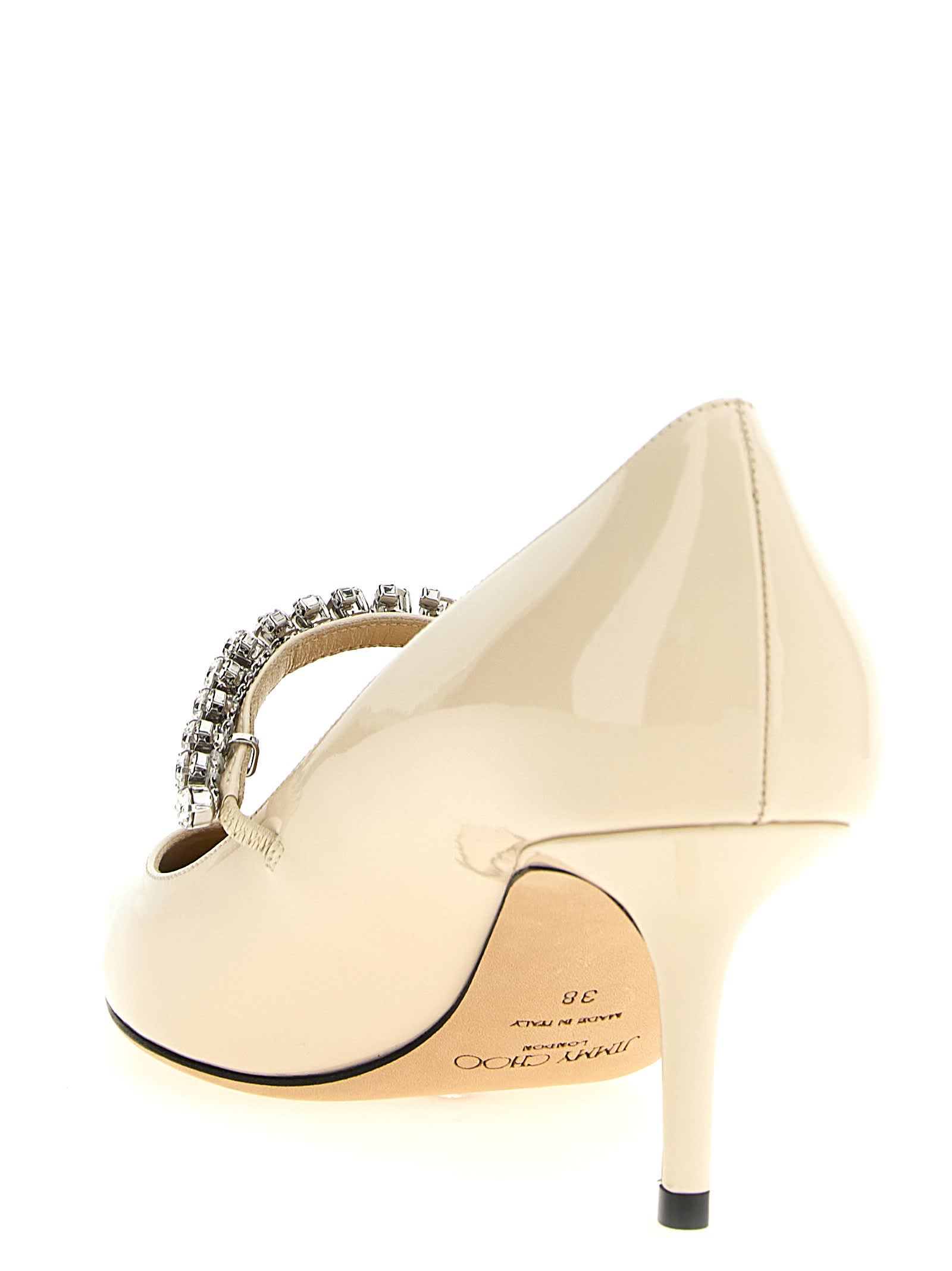 Jimmy Choo Bing 85 Crystal-embellished Pumps In Patent Leather In Sand